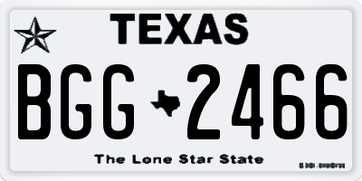 TX license plate BGG2466