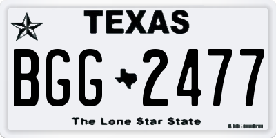 TX license plate BGG2477