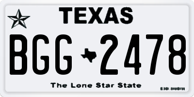 TX license plate BGG2478