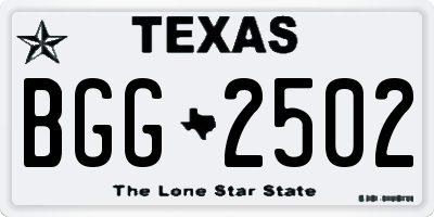 TX license plate BGG2502