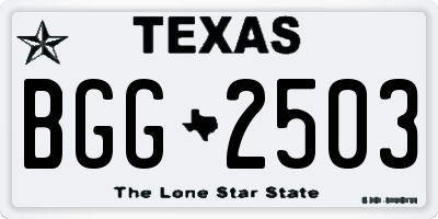 TX license plate BGG2503