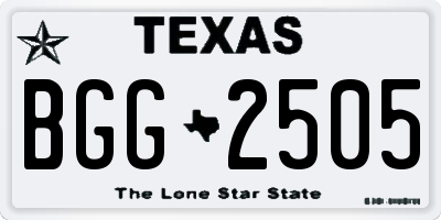 TX license plate BGG2505