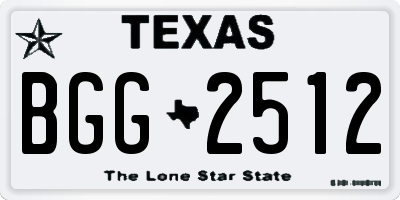 TX license plate BGG2512