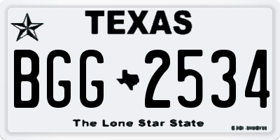 TX license plate BGG2534