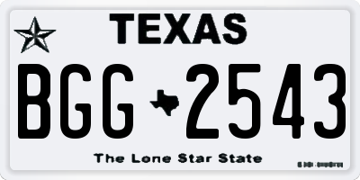 TX license plate BGG2543