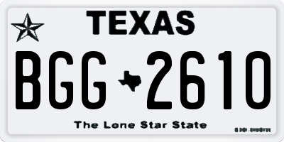 TX license plate BGG2610