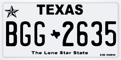 TX license plate BGG2635
