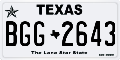 TX license plate BGG2643