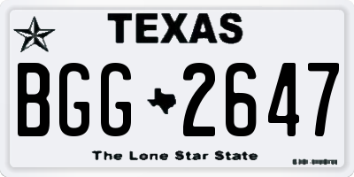 TX license plate BGG2647
