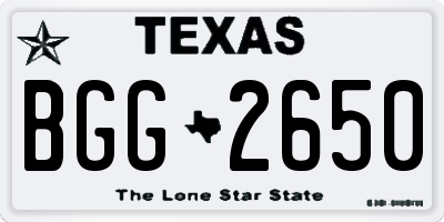 TX license plate BGG2650