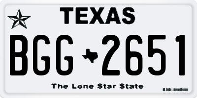 TX license plate BGG2651