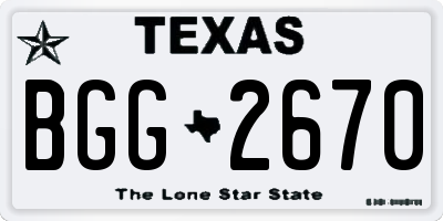 TX license plate BGG2670