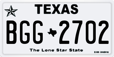 TX license plate BGG2702