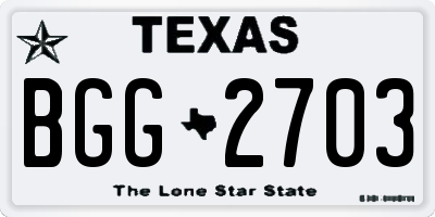TX license plate BGG2703