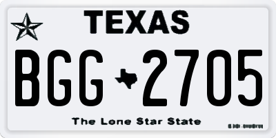 TX license plate BGG2705