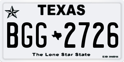 TX license plate BGG2726