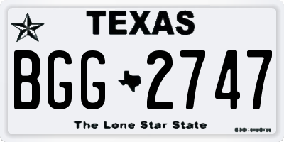 TX license plate BGG2747