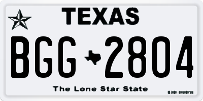 TX license plate BGG2804