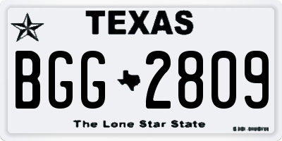 TX license plate BGG2809