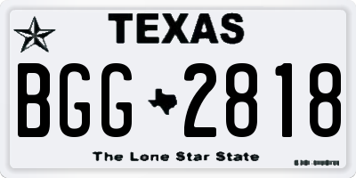 TX license plate BGG2818
