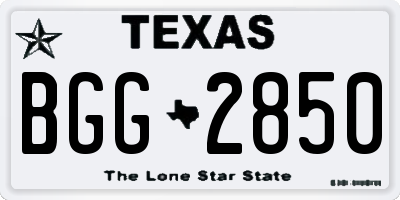 TX license plate BGG2850