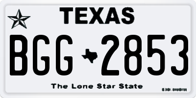 TX license plate BGG2853