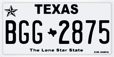 TX license plate BGG2875