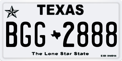 TX license plate BGG2888