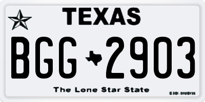 TX license plate BGG2903