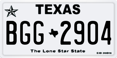 TX license plate BGG2904