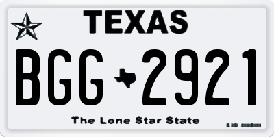 TX license plate BGG2921