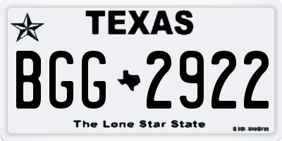 TX license plate BGG2922
