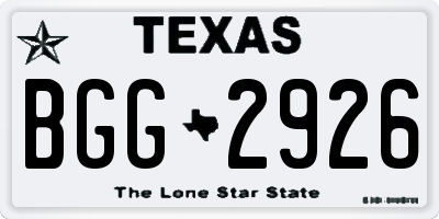 TX license plate BGG2926
