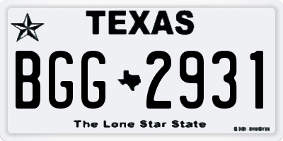 TX license plate BGG2931
