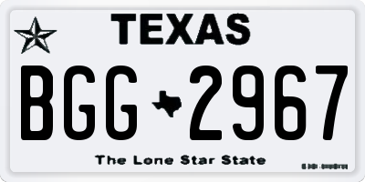 TX license plate BGG2967