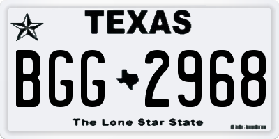 TX license plate BGG2968