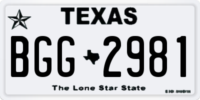 TX license plate BGG2981