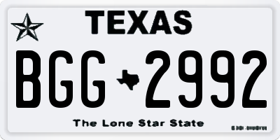 TX license plate BGG2992