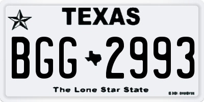 TX license plate BGG2993