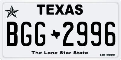 TX license plate BGG2996
