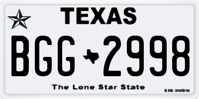 TX license plate BGG2998