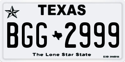 TX license plate BGG2999