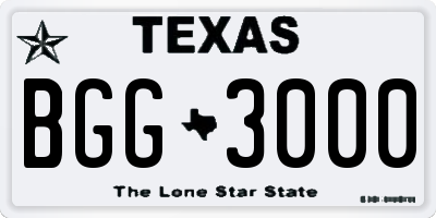 TX license plate BGG3000