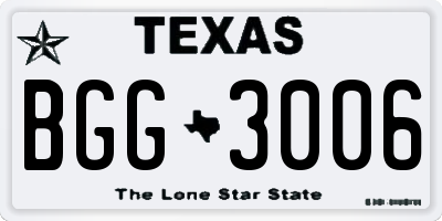 TX license plate BGG3006