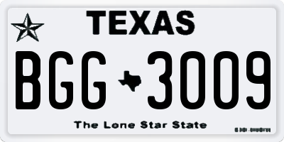TX license plate BGG3009