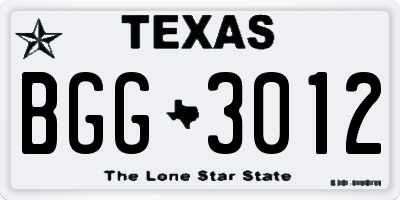 TX license plate BGG3012