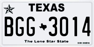 TX license plate BGG3014