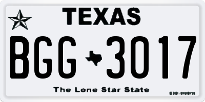 TX license plate BGG3017
