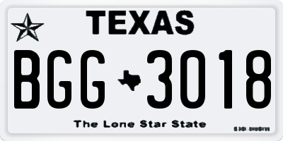 TX license plate BGG3018
