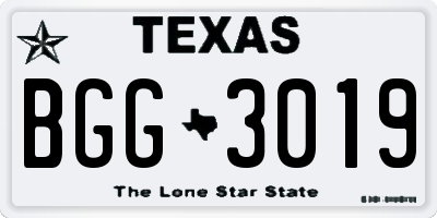 TX license plate BGG3019